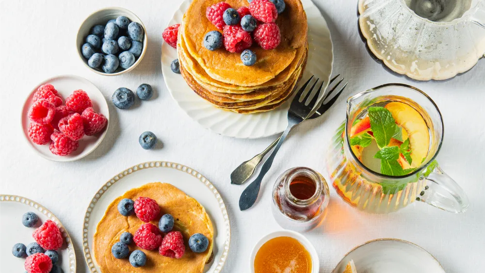 Ricotta and Seasonal Fruit Pancakes