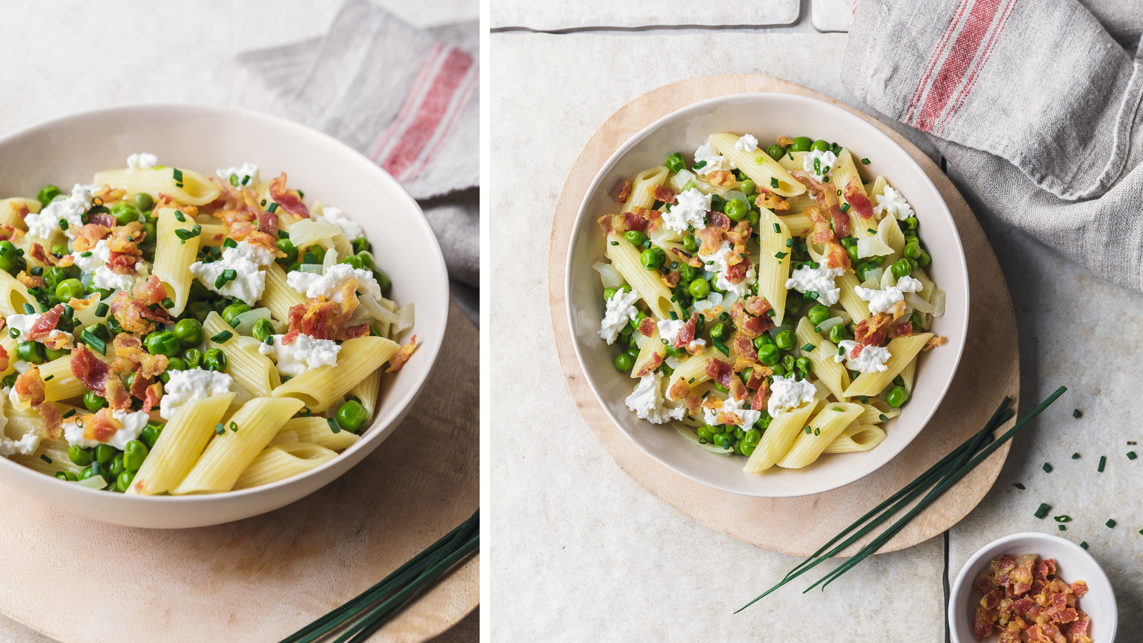 Pasta with peas and pancetta