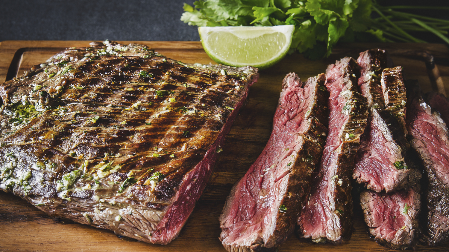 OptiGrill Flank Steak Marinated in Lime and Coriander