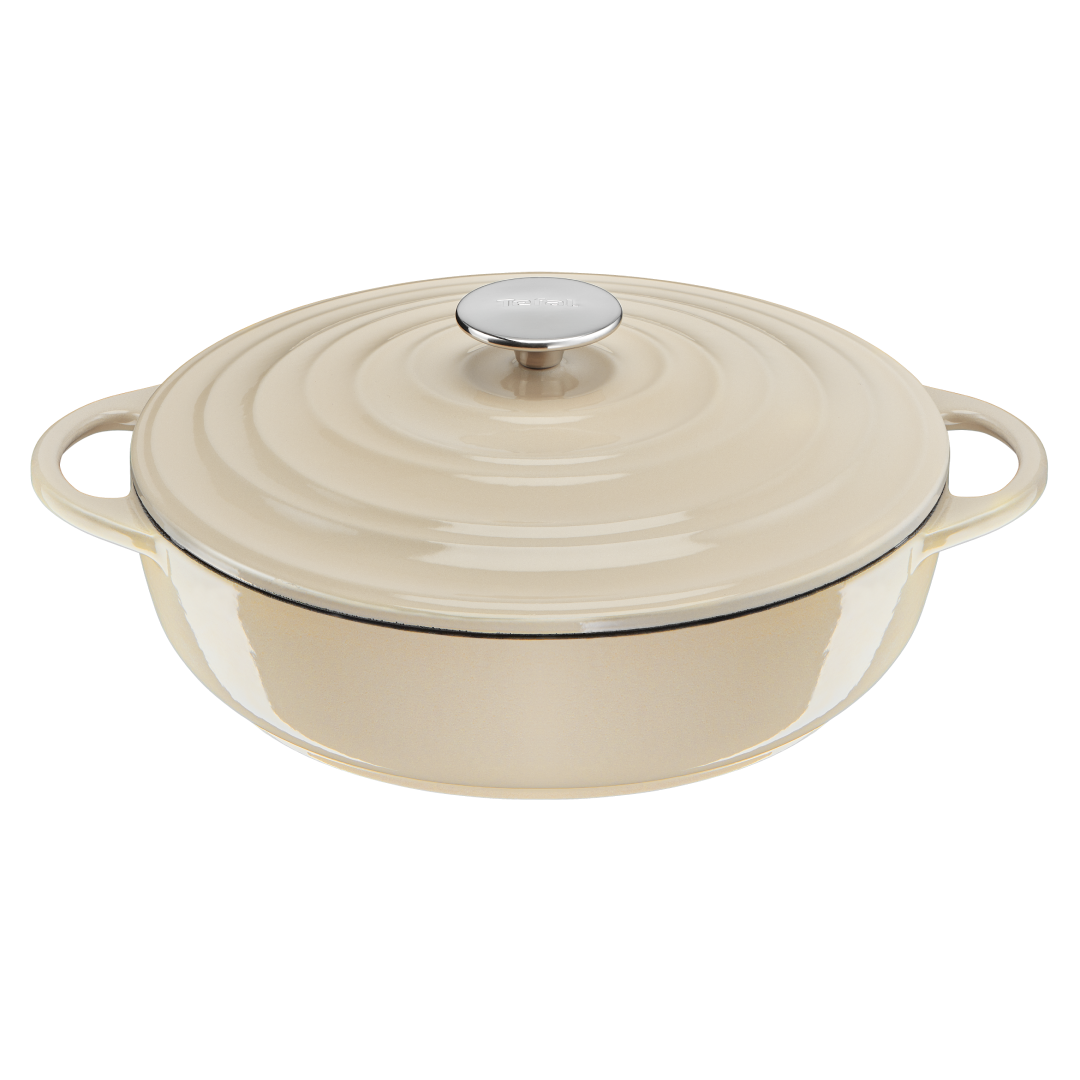 User manual and frequently asked questions Tefal LOV Induction Cast Iron Beige Shallowpot 28cm/3.8L + Lid