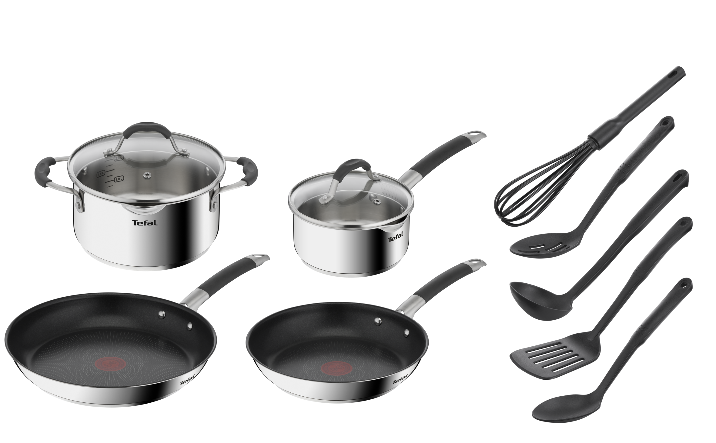 User manual and frequently asked questions Tefal Illico Induction Stainless Steel 4pce Set + Utensils