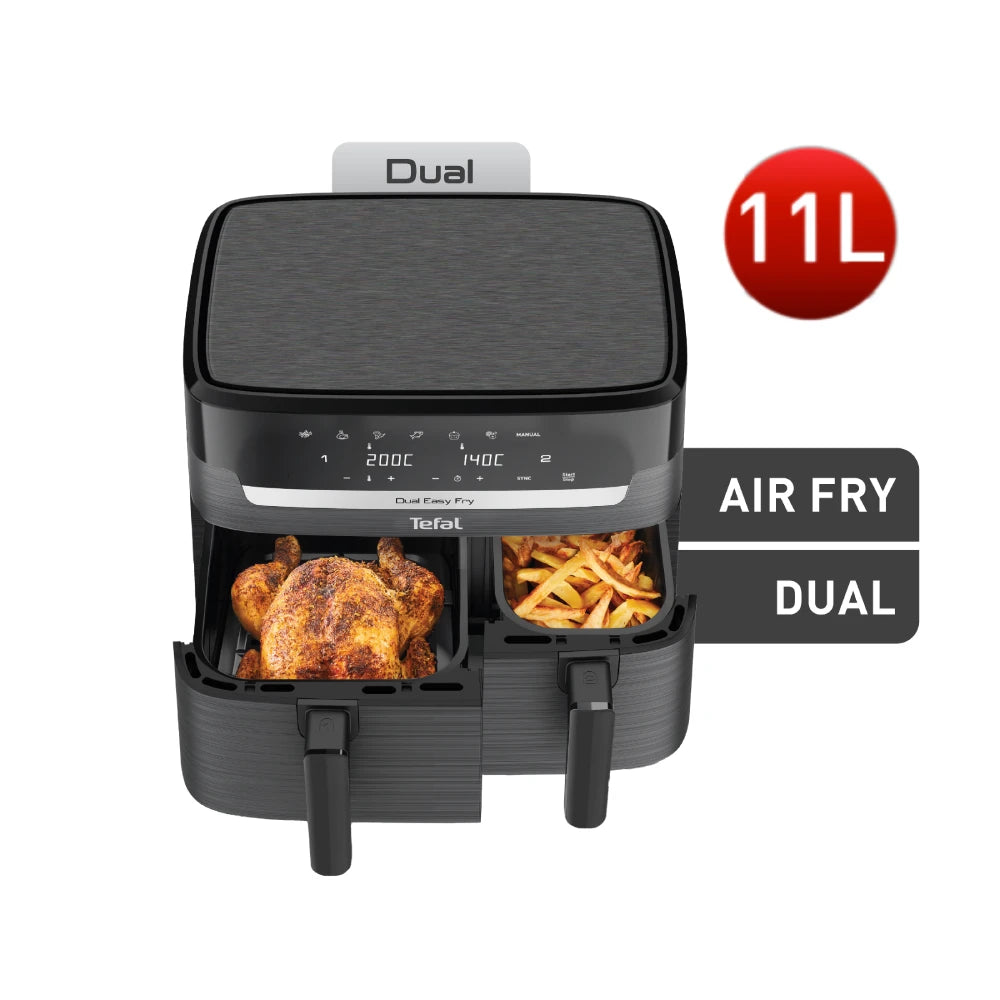 User manual and frequently asked questions Tefal Dual Easy Fry XXXL 11L Air Fryer EY9428