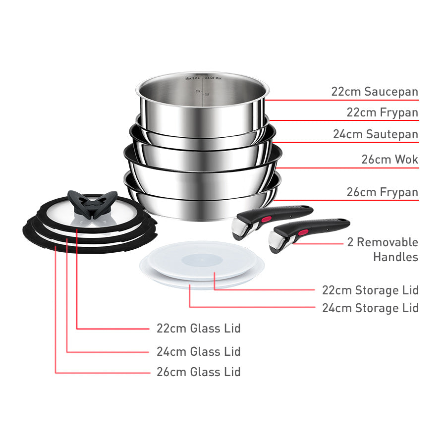 Tefal Ingenio Preference Induction Stainless Steel 12pc Set