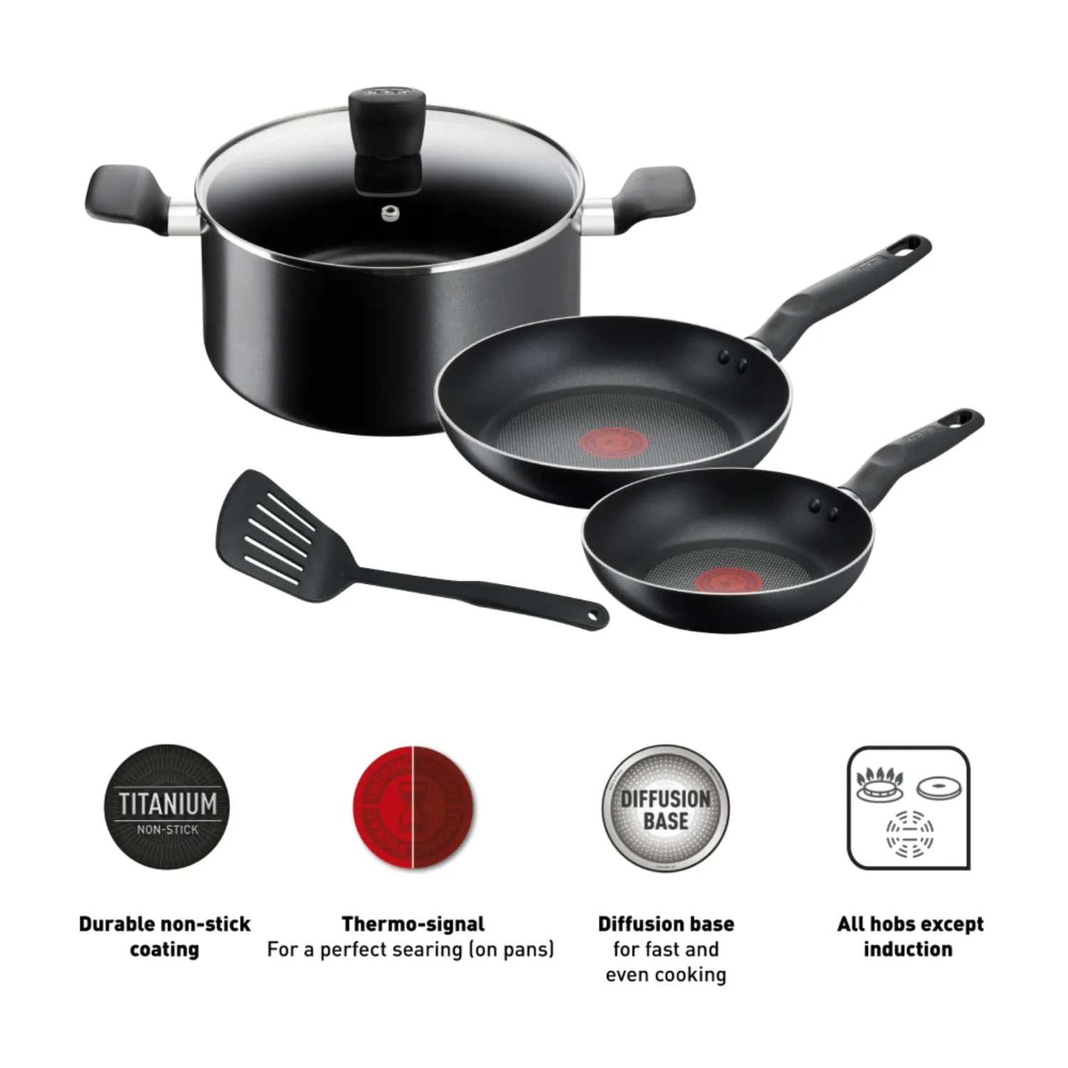 Tefal Super Cook Non-Stick 3pce Set with Spatula features