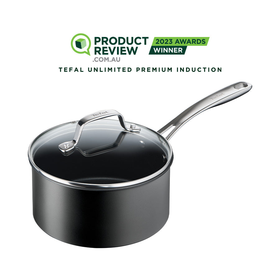 User manual and frequently asked questions Tefal Unlimited Premium Non-Stick Induction Saucepan 18cm + Lid