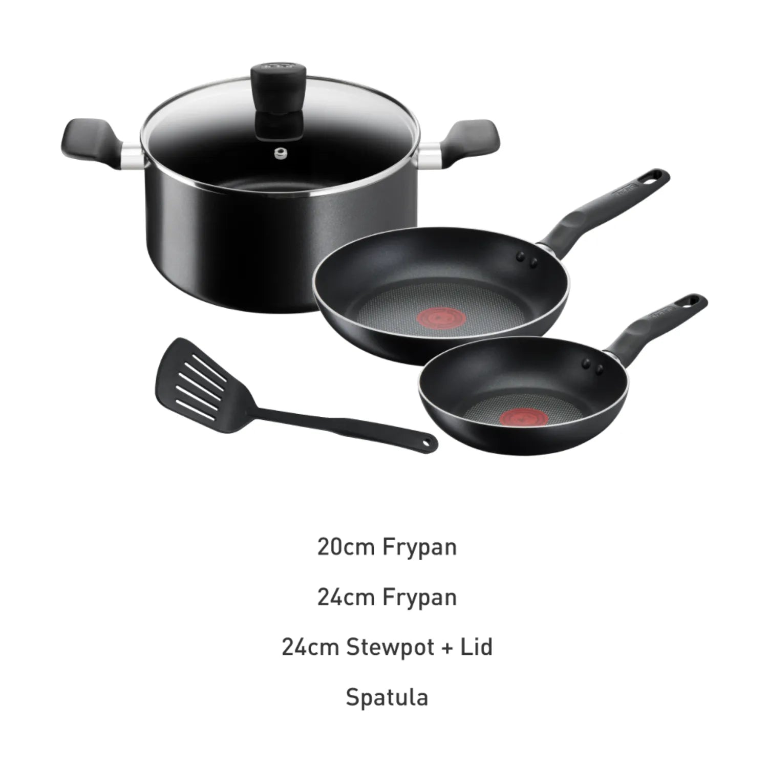 Tefal Super Cook Non-Stick 3pce Set with Spatula - Frypan 20cm, Frypan 24cm, Stewpot 24cm included