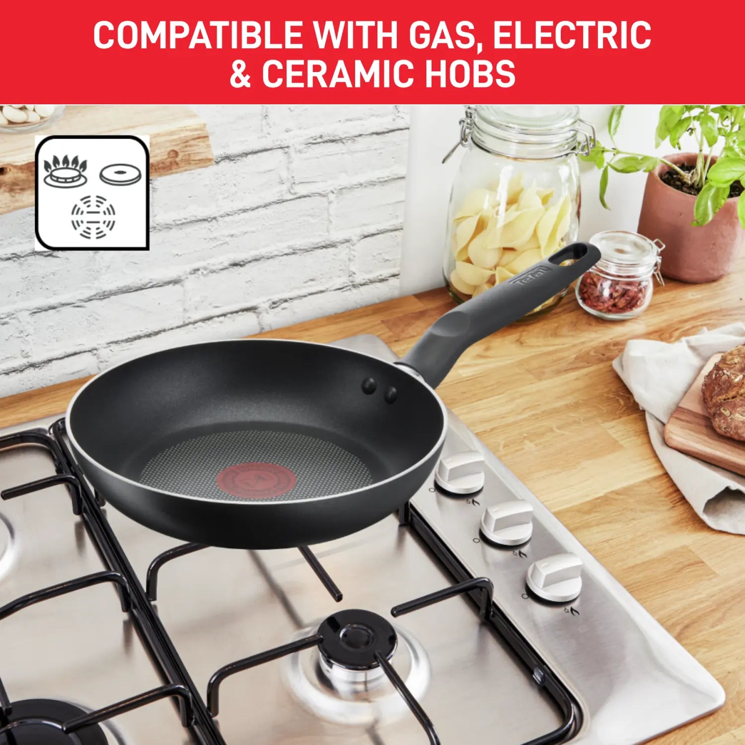 Tefal Super Cook Non-Stick 3pce Set with Spatula compatible with gas, electric and ceramic hobs