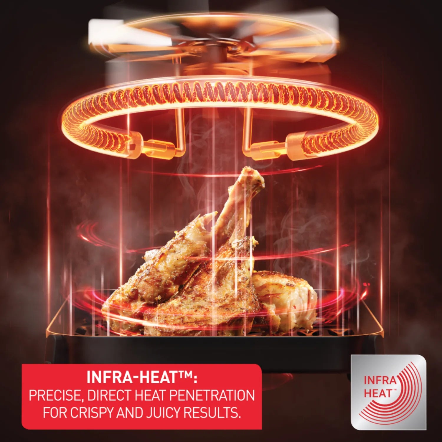 Tefal Easy Fry Vision Far Infrared Air Fryer 6L EY8218 infra-heat precise, direct heat penetration for crispy and juicy results