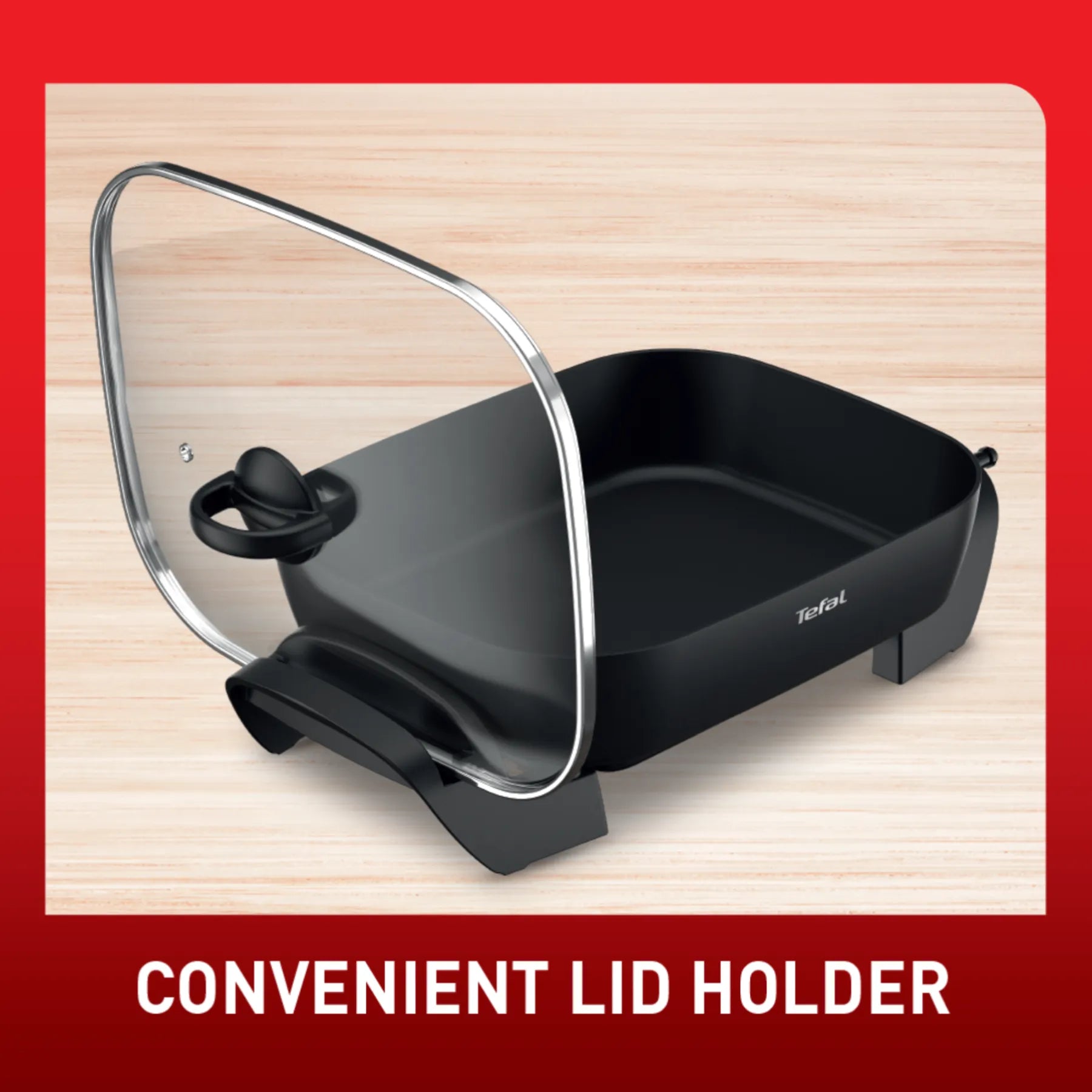 Tefal Easy Banquet Electric Frypan KC6018 convenient lid holder