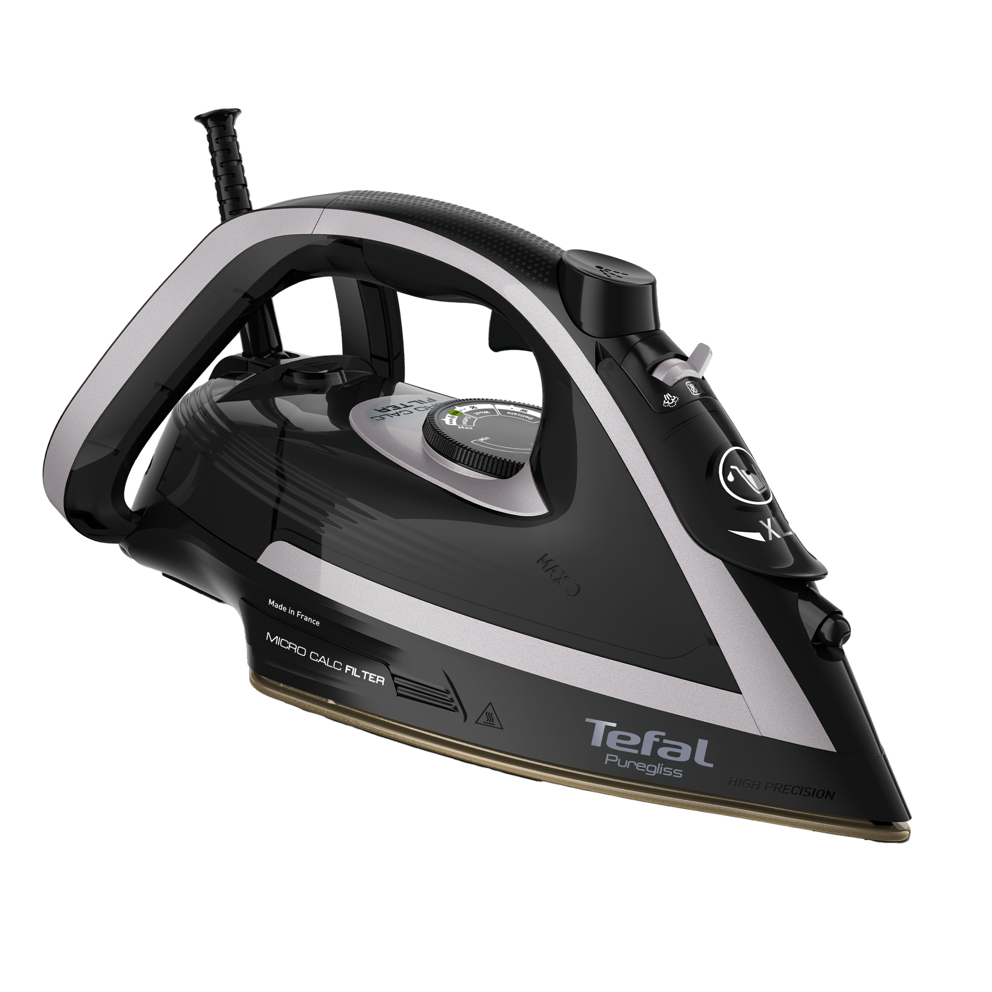 User manual and frequently asked questions Tefal Puregliss Anti-Calc Shady & Black Steam Iron FV8062