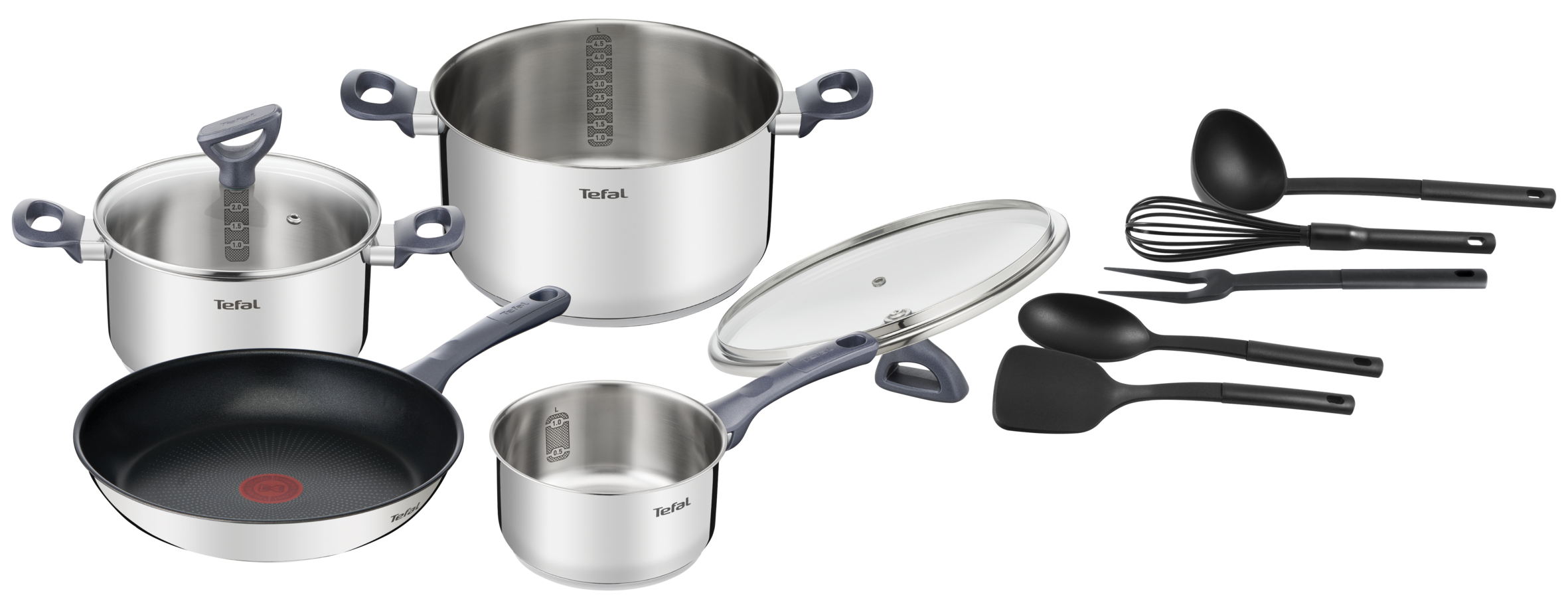 Tefal Daily Cook Stainless Steel Induction 4pc Set + Utensils